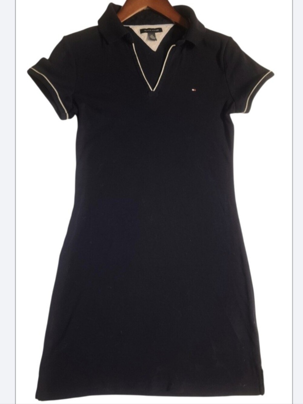 Tommy Hilfiger Polo Dress Women's size small. Navy Blue w/ White Piping Detail.
